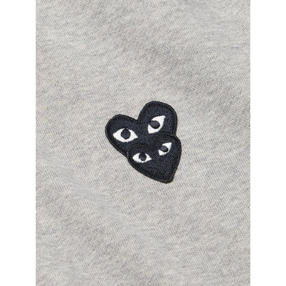 COMME DES GARCONS CDG PLAY GRAY FULL ZIP HOODIE WITH BLACK HEART - Picture 6 of 8